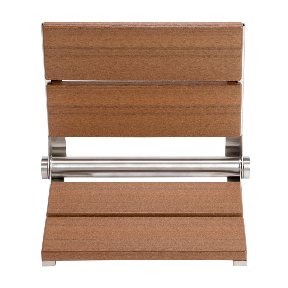 Bathcessories™ 18 inch Natural Wood Grain Composite Fold Down Shower Seat Collection