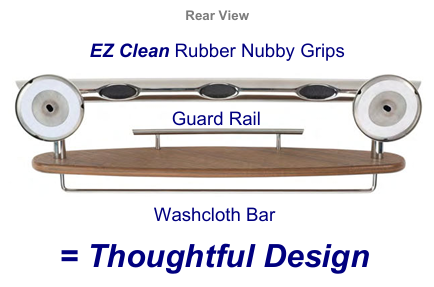 3-IN-1 GRAB BAR / SHAMPOO SHELF / WASHCLOTH BAR WITH EZ CLEAN GRIPS, ANGLED ENDS AND 2 FREE MOUNT DADDY HOLLOW WALL FASTENERS Chrome