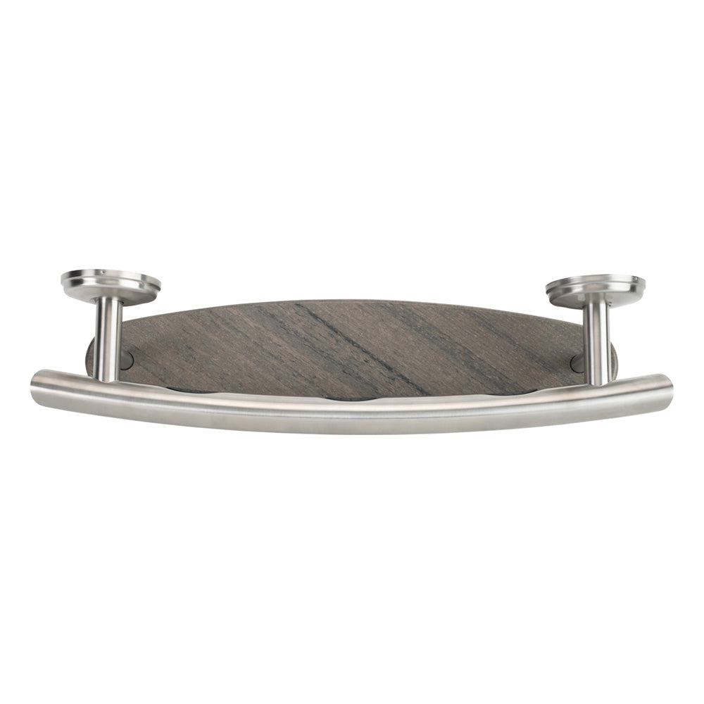 3-IN-1 GRAB BAR / SHAMPOO SHELF / WASHCLOTH BAR WITH EZ CLEAN GRIPS, ANGLED ENDS AND 2 FREE MOUNT DADDY HOLLOW WALL FASTENERS Brushed Nickel