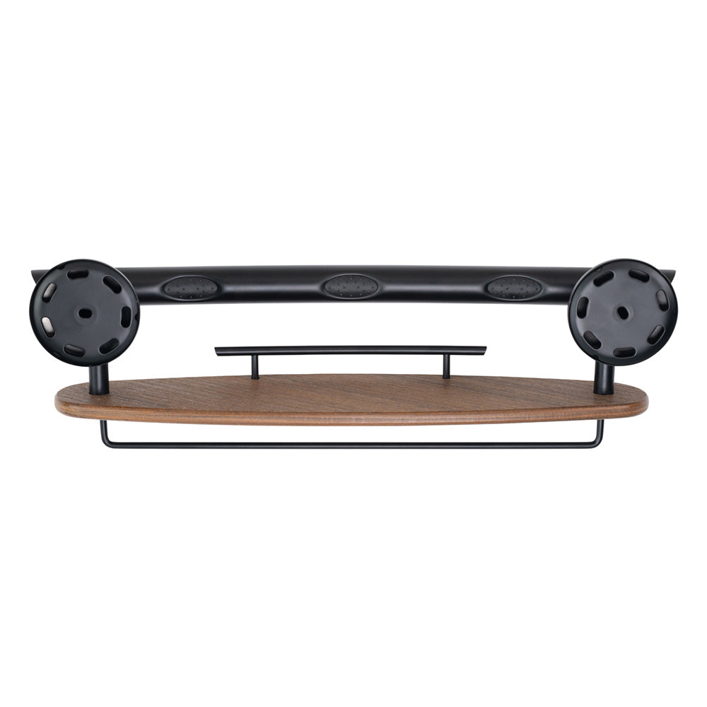 3-IN-1 GRAB BAR / SHAMPOO SHELF / WASHCLOTH BAR WITH EZ CLEAN GRIPS, ANGLED ENDS AND 2 FREE MOUNT DADDY HOLLOW WALL FASTENERS Matte Black