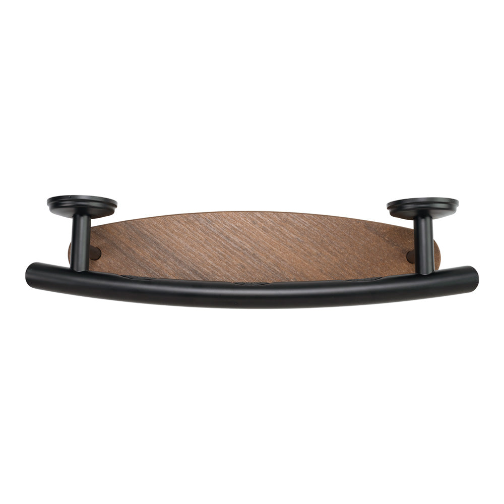 3-IN-1 GRAB BAR / SHAMPOO SHELF / WASHCLOTH BAR WITH EZ CLEAN GRIPS, ANGLED ENDS AND 2 FREE MOUNT DADDY HOLLOW WALL FASTENERS Matte Black