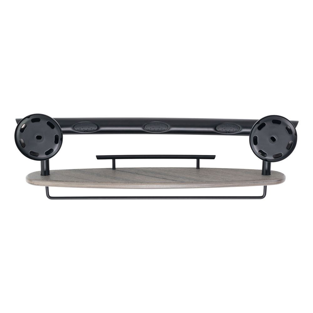 3-IN-1 GRAB BAR / SHAMPOO SHELF / WASHCLOTH BAR WITH EZ CLEAN GRIPS, ANGLED ENDS AND 2 FREE MOUNT DADDY HOLLOW WALL FASTENERS Matte Black