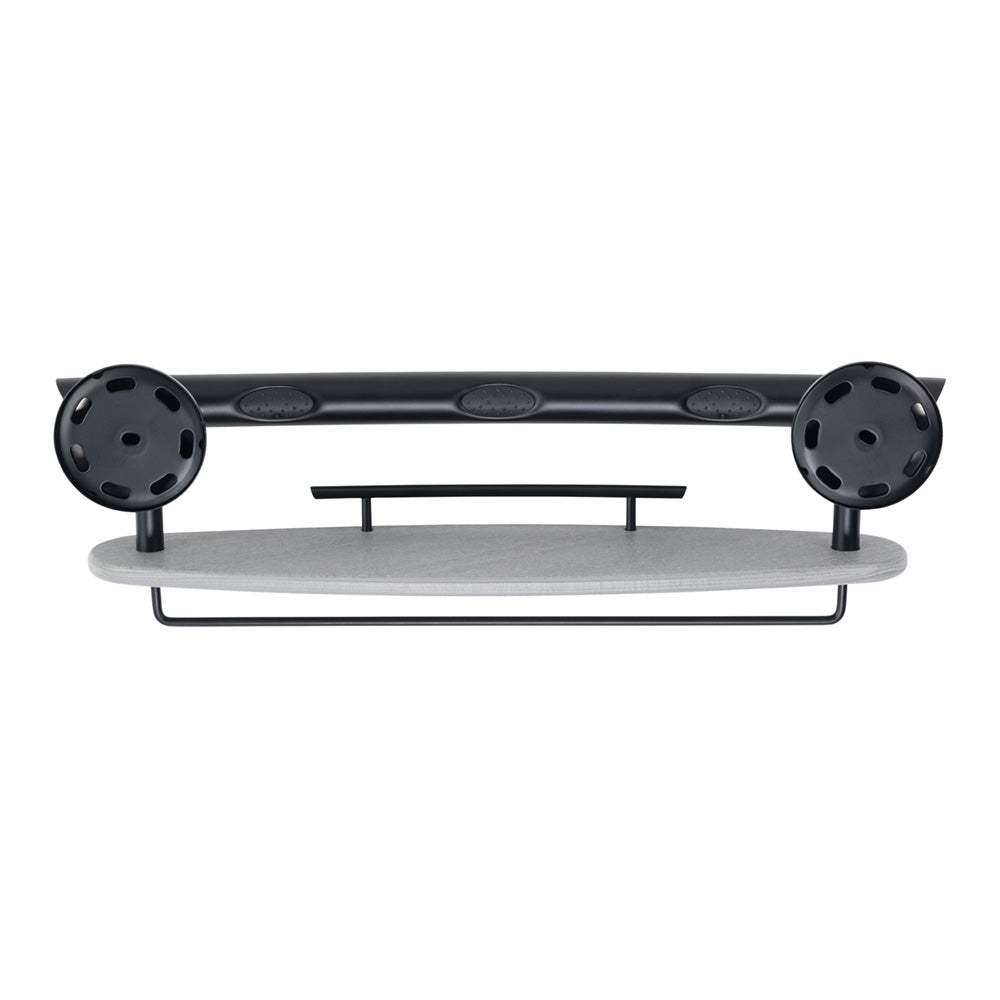 3-IN-1 GRAB BAR / SHAMPOO SHELF / WASHCLOTH BAR WITH EZ CLEAN GRIPS, ANGLED ENDS AND 2 FREE MOUNT DADDY HOLLOW WALL FASTENERS Matte Black