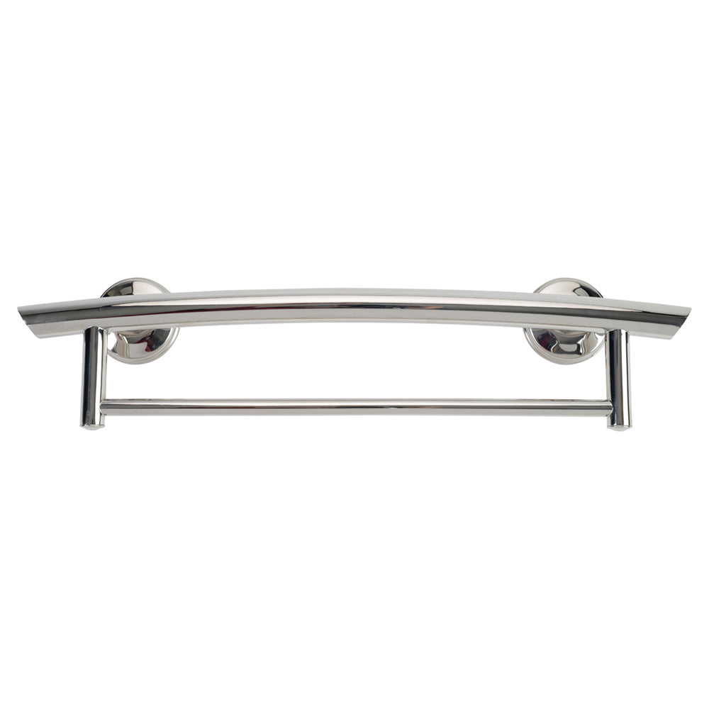 2-in-1 Arched Grab Bar Towel Bar with Multiple EZ Clean Rubber Nubby Grips Chrome