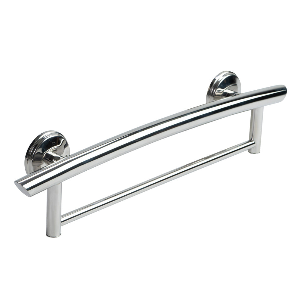 2-in-1 Arched Grab Bar Towel Bar with Multiple EZ Clean Rubber Nubby Grips Chrome