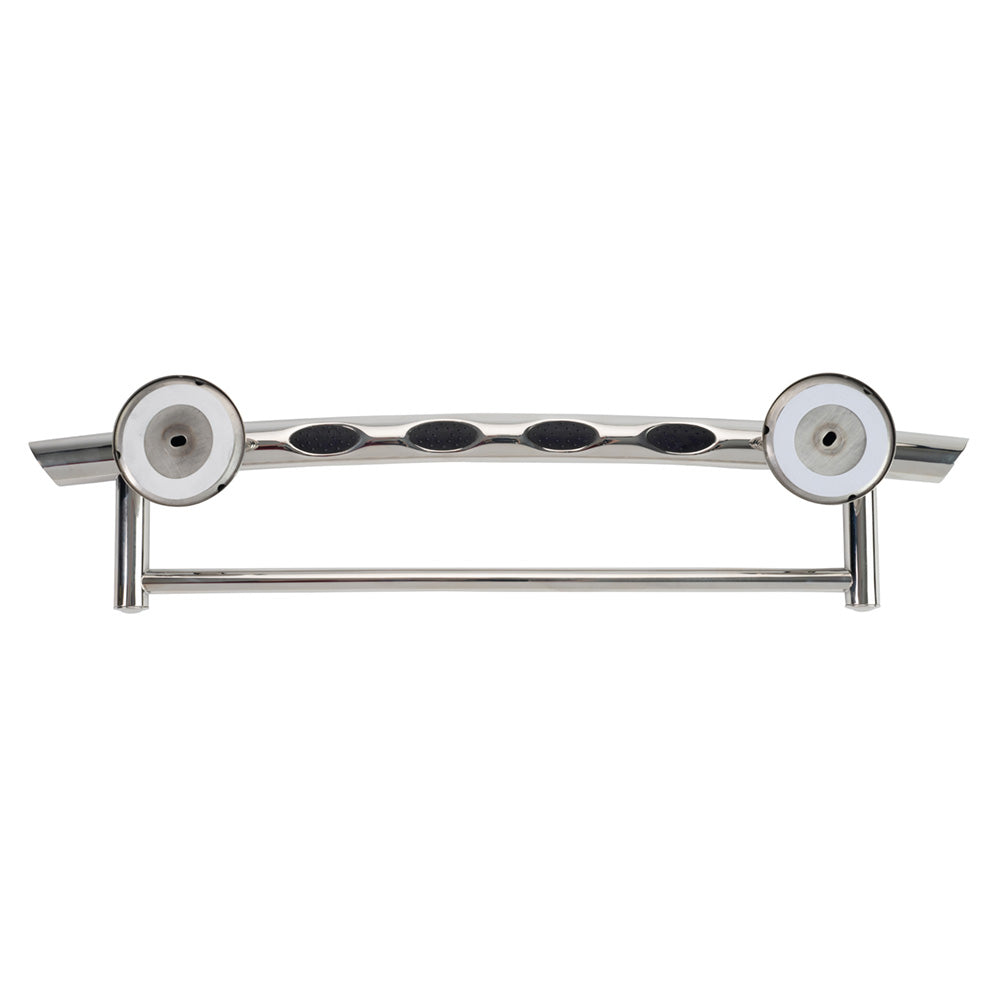 2-in-1 Arched Grab Bar Towel Bar with Multiple EZ Clean Rubber Nubby Grips Chrome