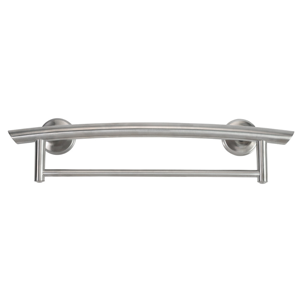 2-in-1 Arched Grab Bar Towel Bar with Multiple EZ Clean Rubber Nubby Grips Brushed Nickel