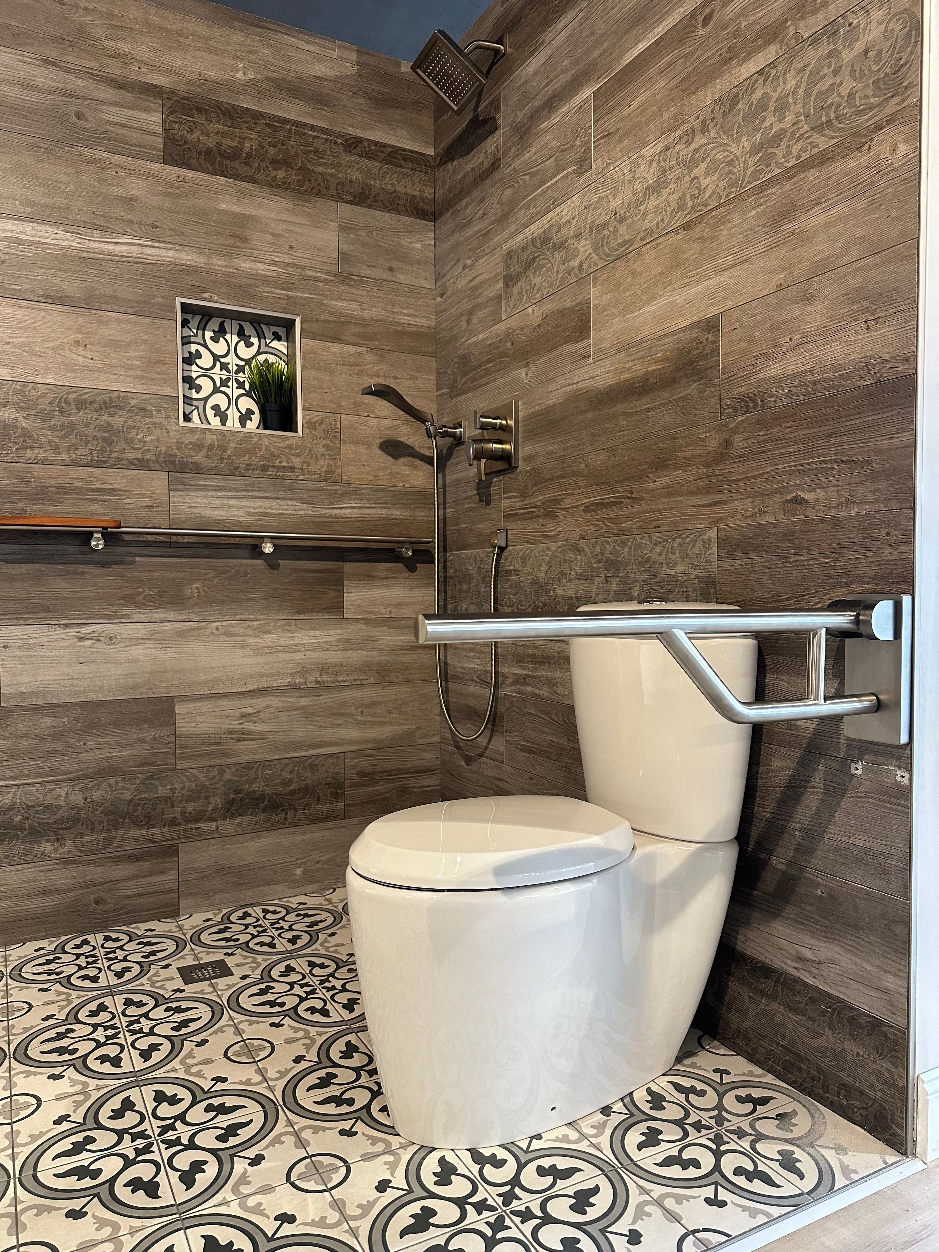 Grabcessories by LiveWell 31.5" stainless steel swing-up grab bars with a foldable design for accessibility and space-saving convenience. Available in multiple finishes.