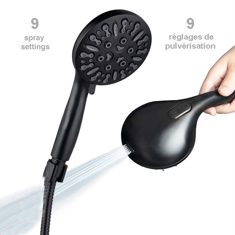 LiveWell 3-in-1, 28" Combo Grab Bar, Handheld Slider Bar, and 9-Spray Shower Wand Matte Black