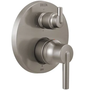 Bathcessories by LiveWell Delta Two Handle Monitor® Shower Valve Trim with 3-Setting Integrated Diverter. Brushed Nickel