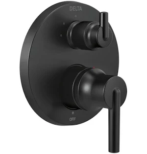 Bathcessories by LiveWell Delta Two Handle Monitor® Shower Valve Trim with 3-Setting Integrated Diverter. Matte Black