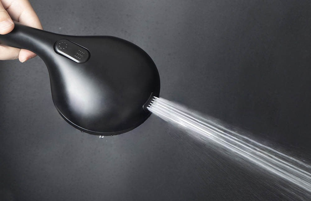 3-in-1 Grabcessories grab bars, slider bar, and 9-spray handheld shower wand with stability, luxury, and multi-function spray settings.