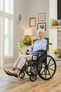 Panacea® Standard Wheelchair, Vinyl - Seat Width: 18 in Seat Depth: 18 in Armrest Style: Removable Desk Front Rigging Style: (Available in Swingaway Footrest or Extending Legrest)