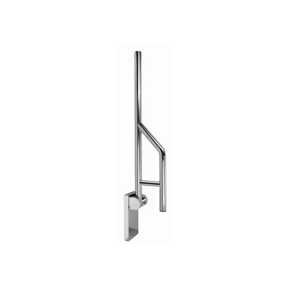 Grabcessories by LiveWell 31.5" stainless steel swing-up grab bars with a foldable design for accessibility and space-saving convenience. Shown in Chrome.