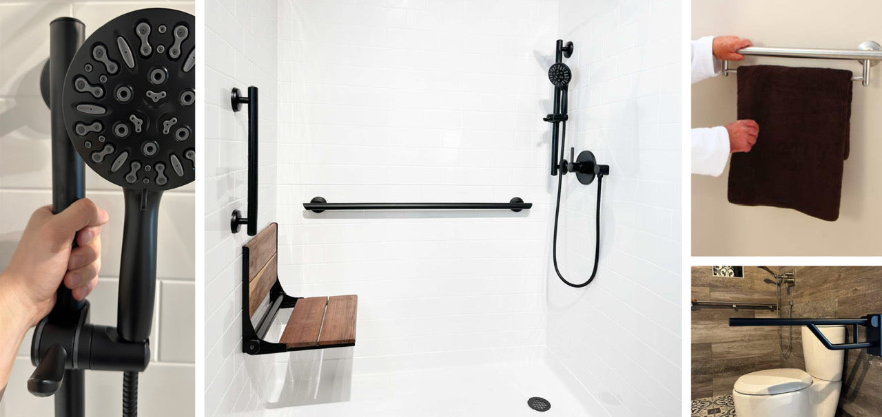 LiveWell Grab Bars White walls, black fixtures