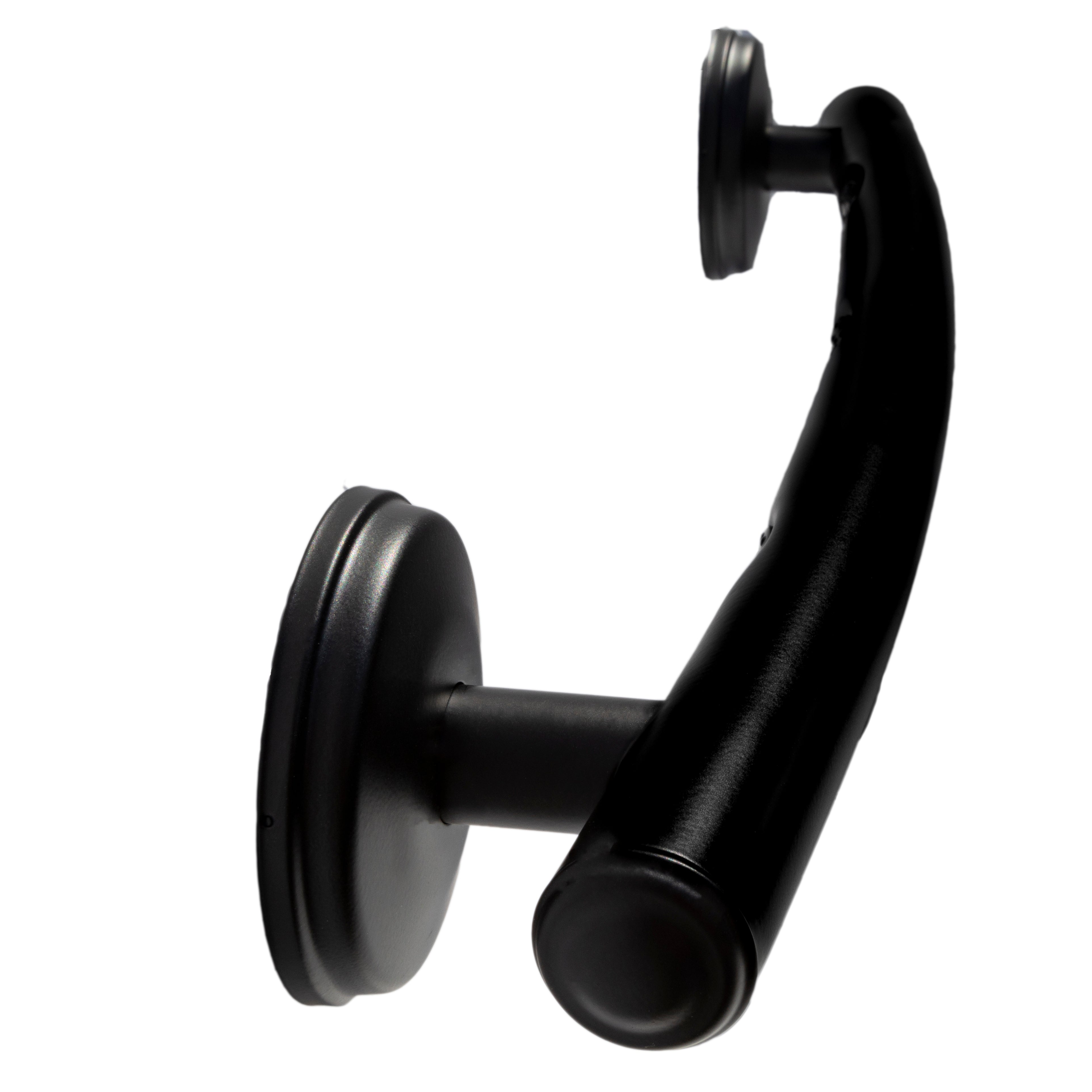 Grabcessories by LiveWell 16-inch curved grab bars in stylish bathroom. Matte Black