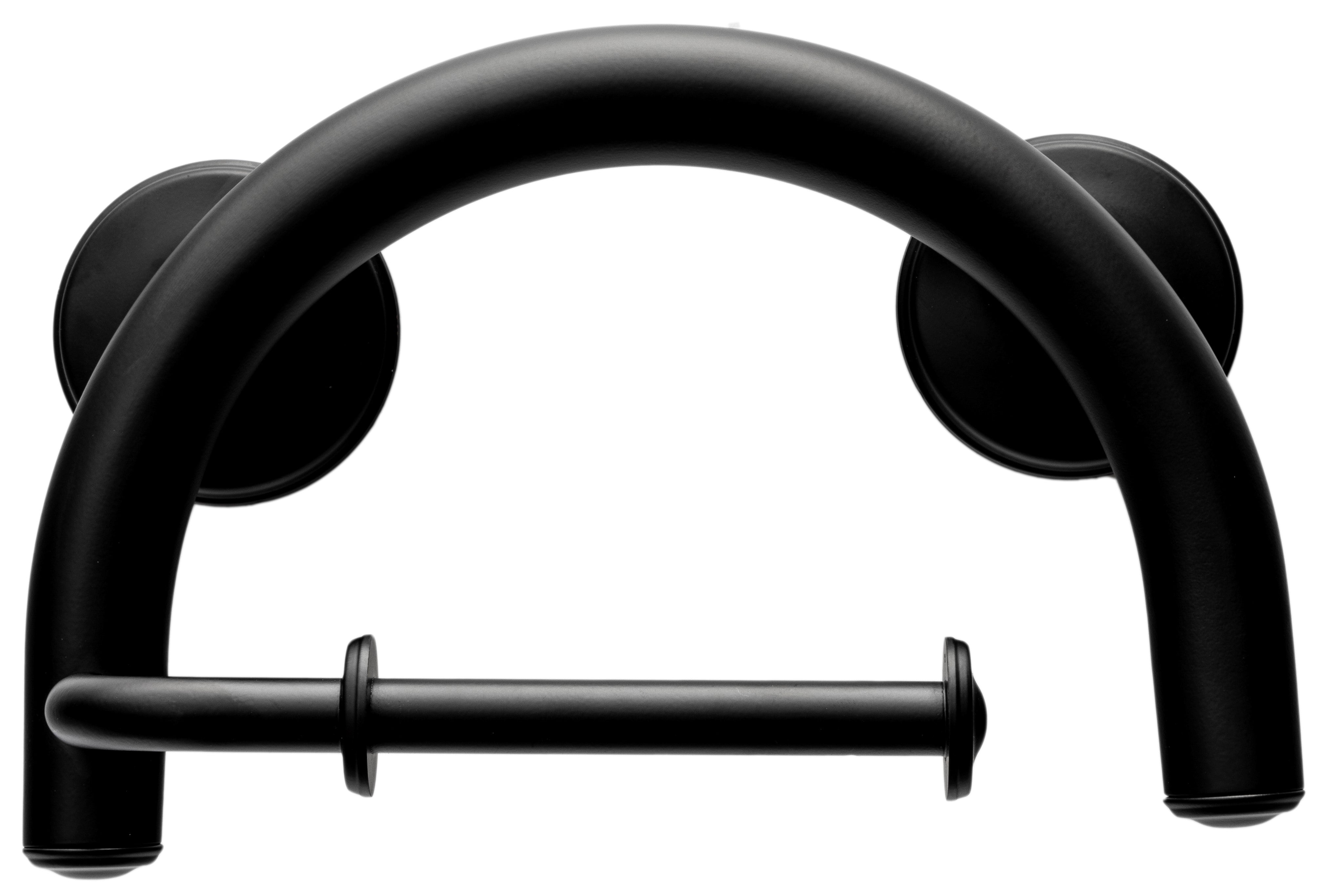 Grabcessories by LiveWell 2-in-1 grab bars toilet paper holder in modern bathroom, matte black