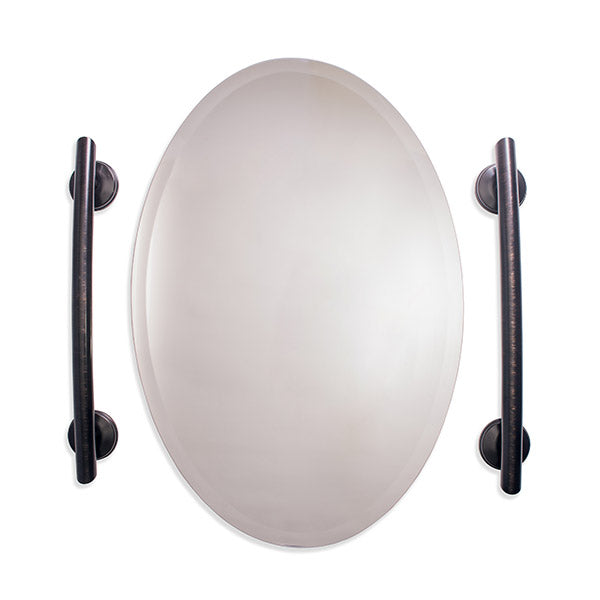 grabcessories-mirror-bars-2-pack: "Grabcessories by LiveWell curved grab bars surrounding mirror 2-pack installed in a modern bathroom."
