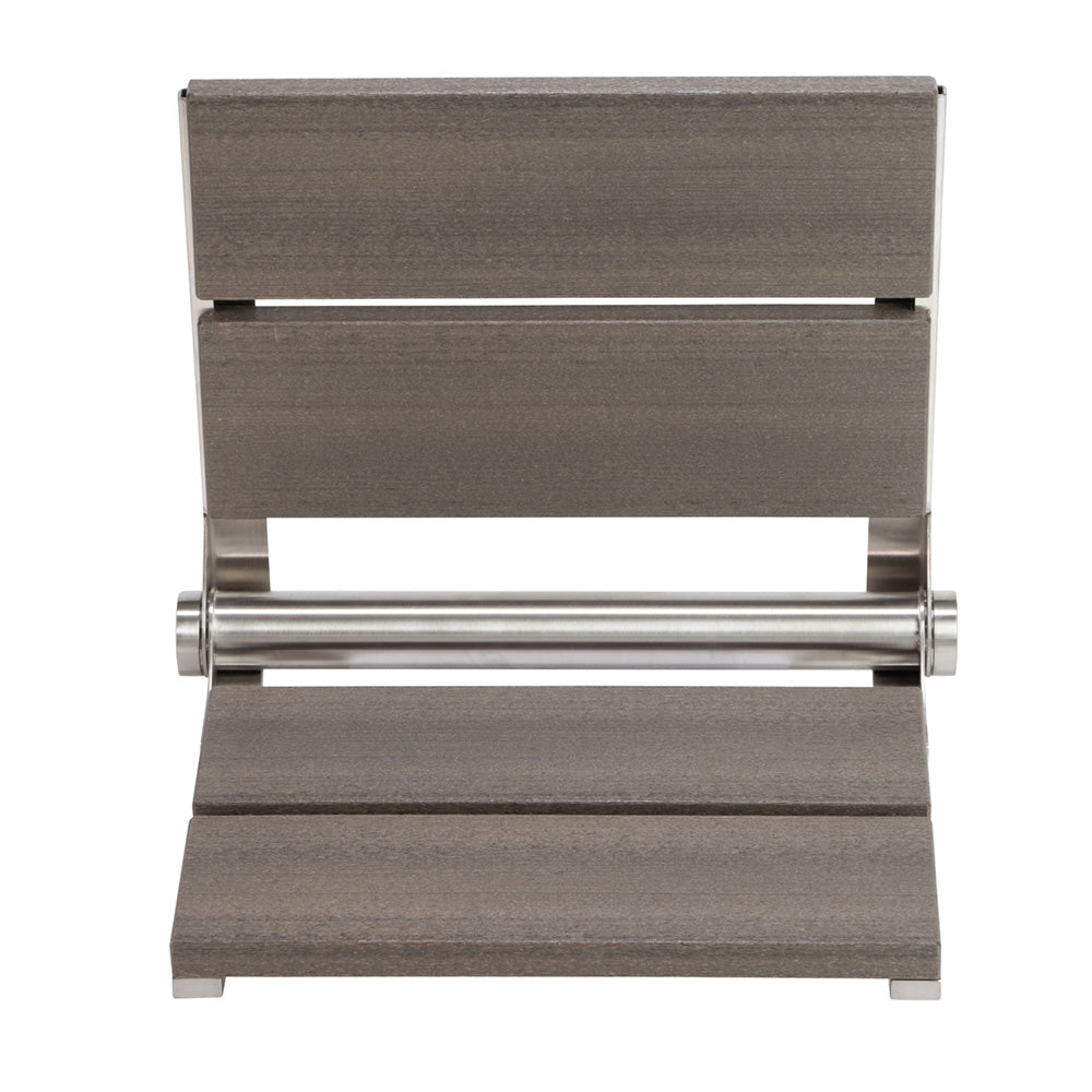 Bathcessories™ 18 inch Natural Wood Grain Composite Fold Down Shower Seat Collection