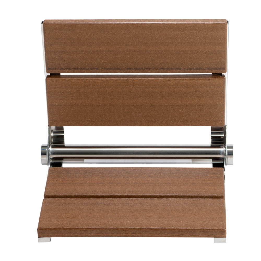 Bathcessories™ 18 inch Natural Wood Grain Composite Fold Down Shower Seat Collection