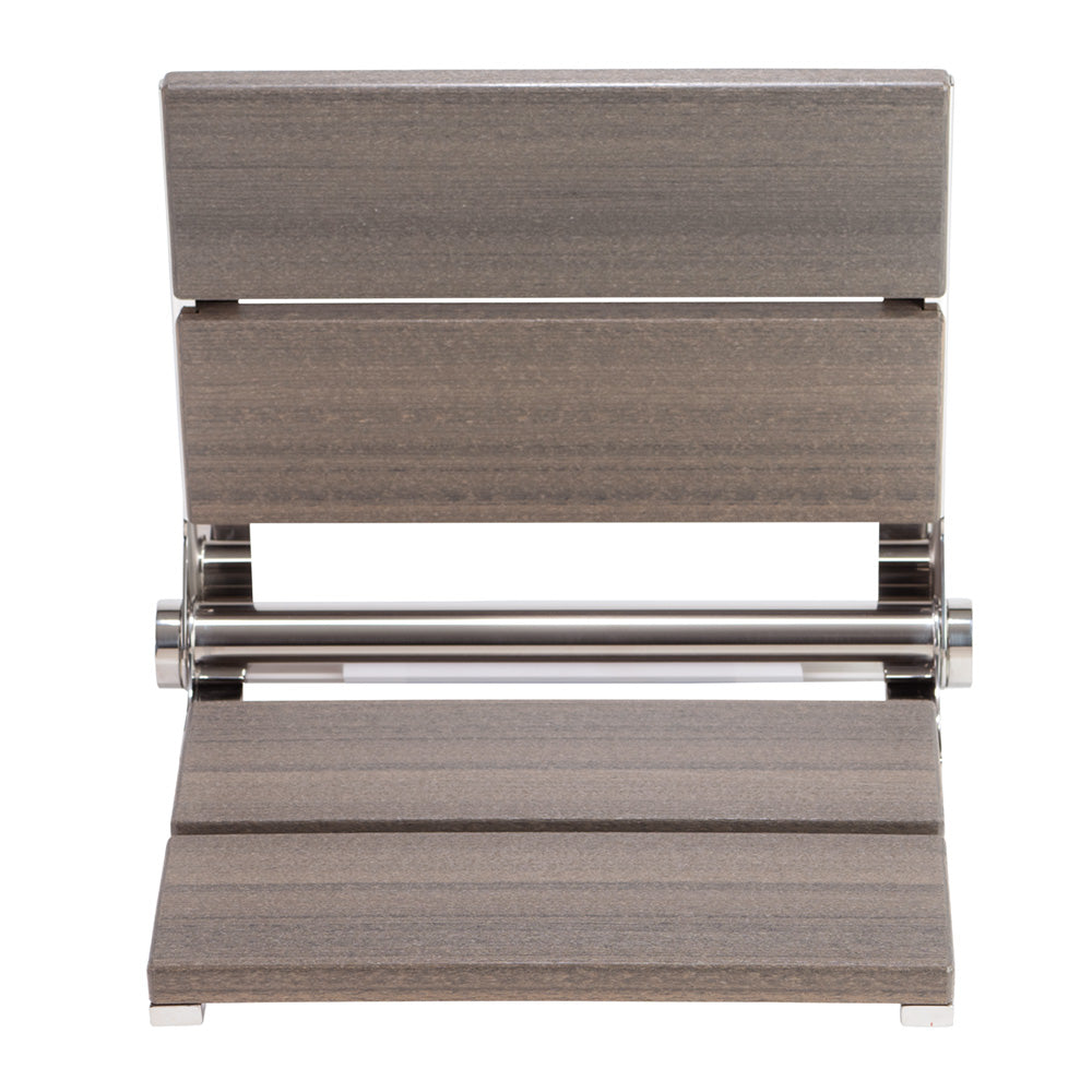Bathcessories™ 18 inch Natural Wood Grain Composite Fold Down Shower Seat Collection