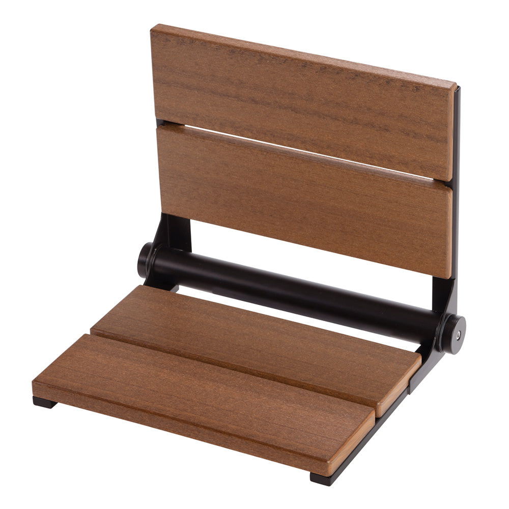 Bathcessories™ 18 inch Natural Wood Grain Composite Fold Down Shower Seat Collection