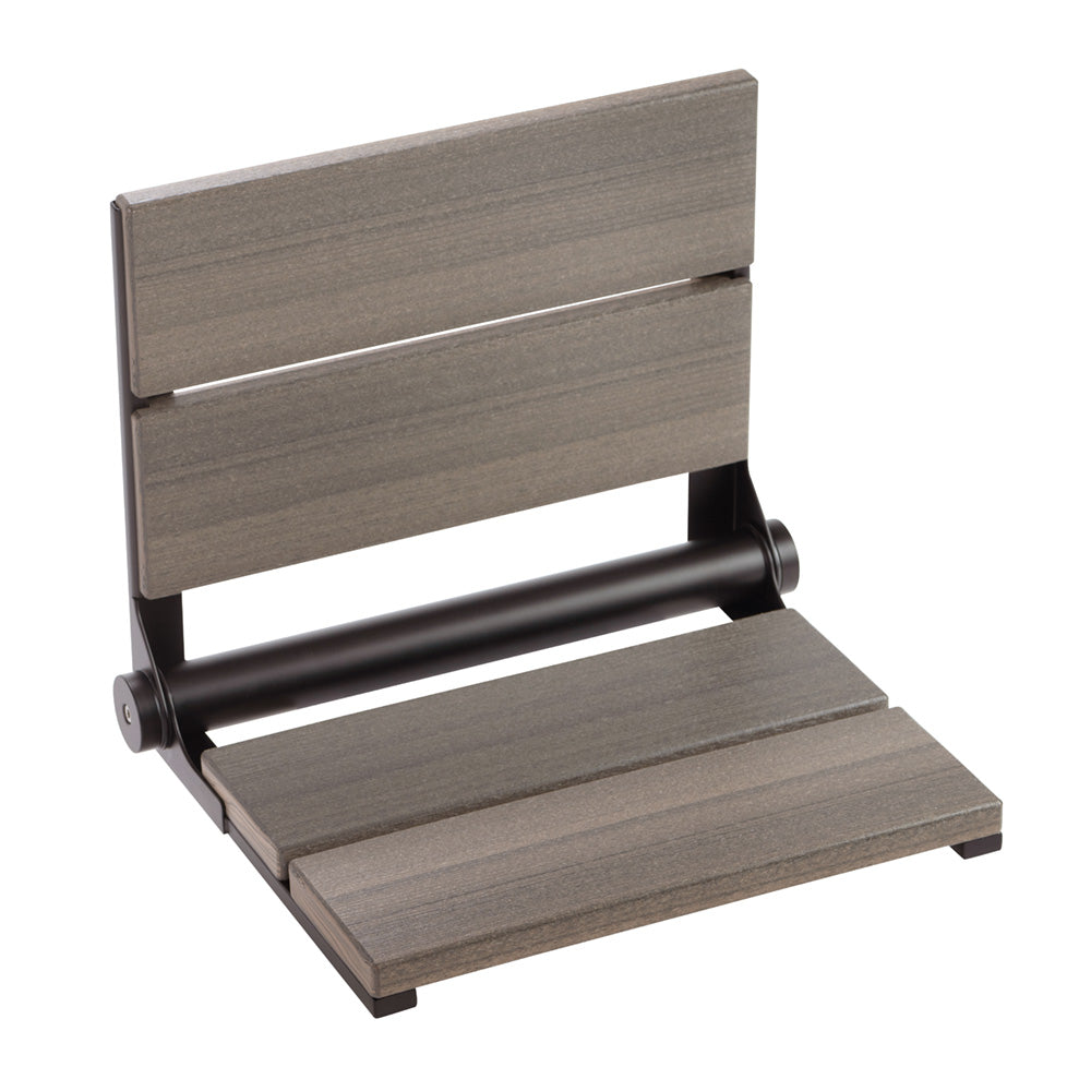 Bathcessories™ 18 inch Natural Wood Grain Composite Fold Down Shower Seat Collection