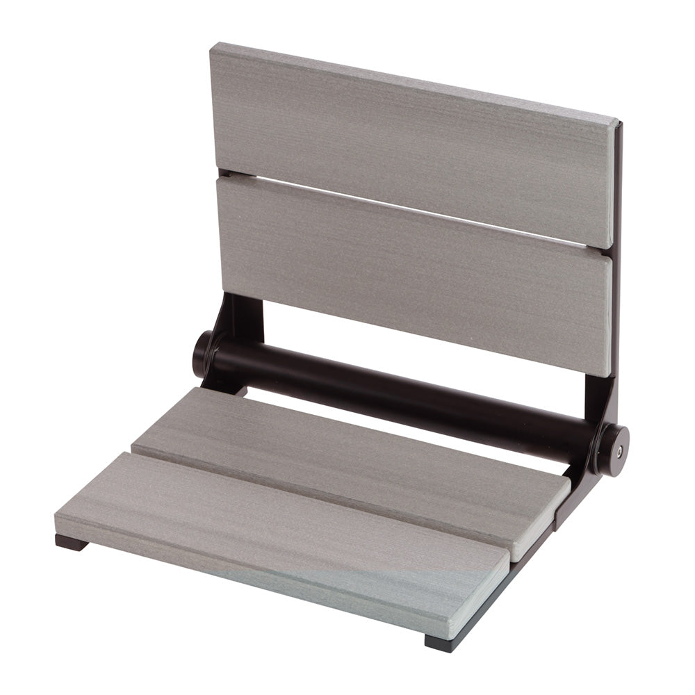 Bathcessories™ 18 inch Natural Wood Grain Composite Fold Down Shower Seat Collection