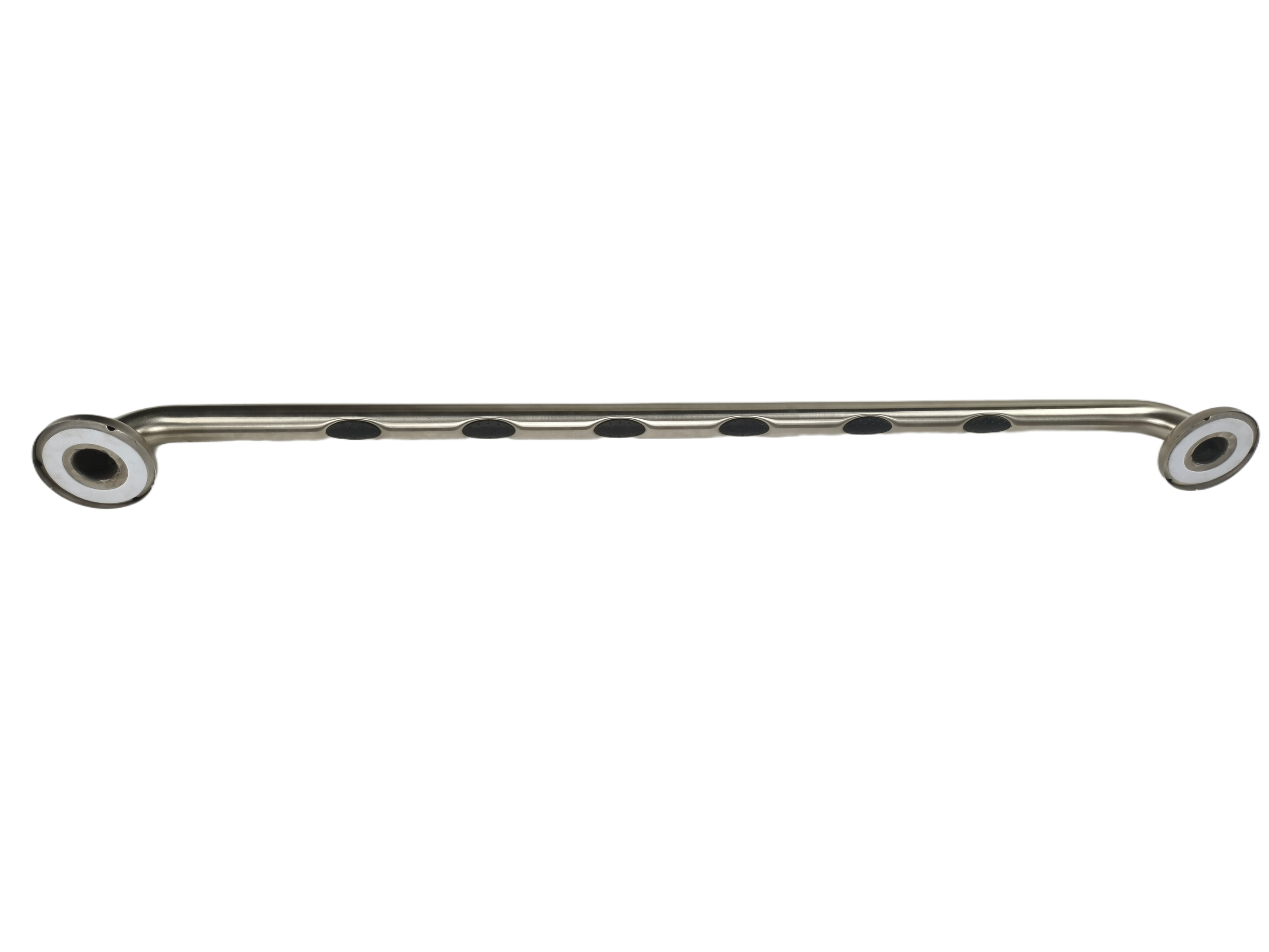 36-inch ADA-compliant grab bars with EZ Clean rubber nubby grips, stainless steel satin finish, and Twist Fit cover plates for easy installation.