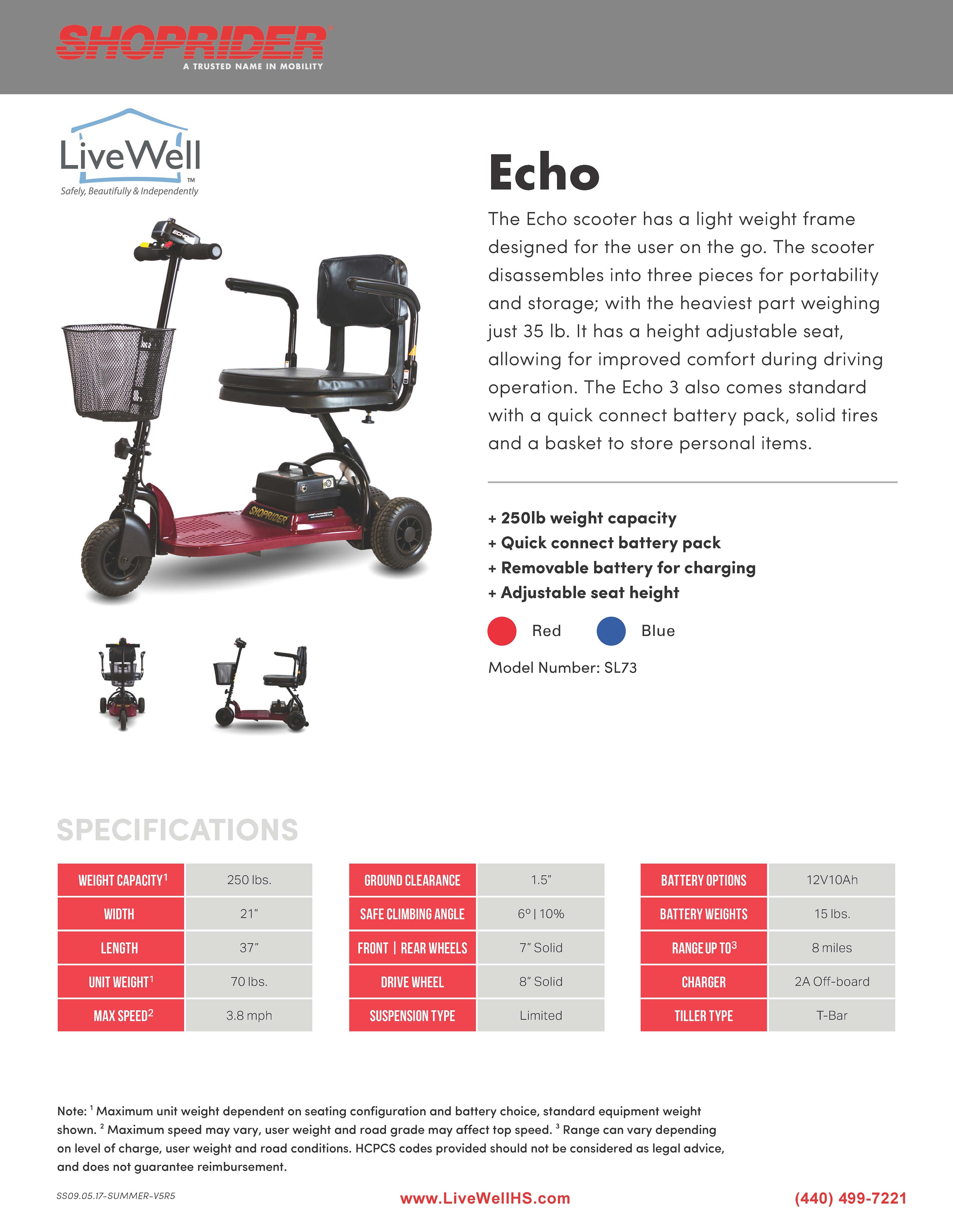 Shoprider® Echo 3 Wheel Scooter