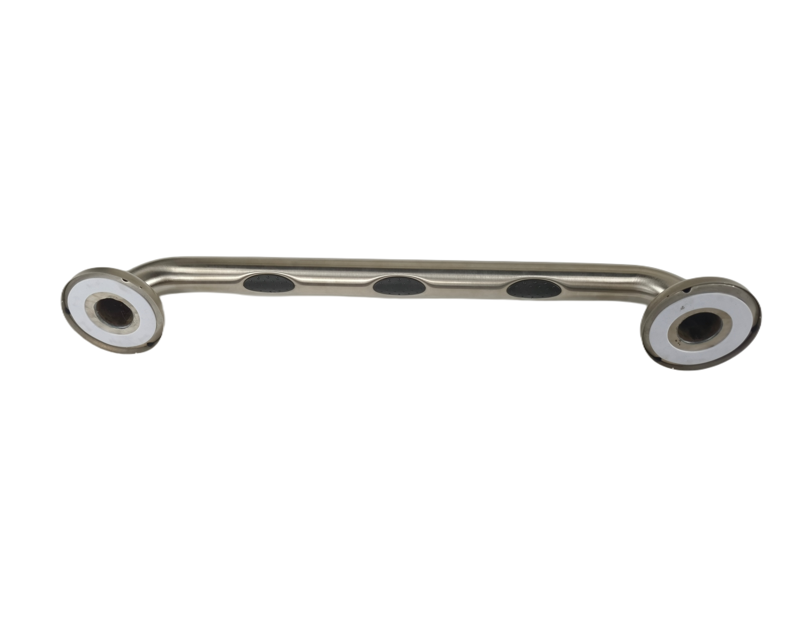 New 18" ADA Compliant Grab Bar with EZ Clean Rubber Nubby Grips & EZ Install Flange Hole Pattern 1-1/4i Diameter with Twist Covers & 6 screws