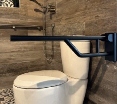 Grabcessories 31.5" stainless steel swing-up grab bars with a foldable design for accessibility and space-saving convenience. Available in multiple finishes.