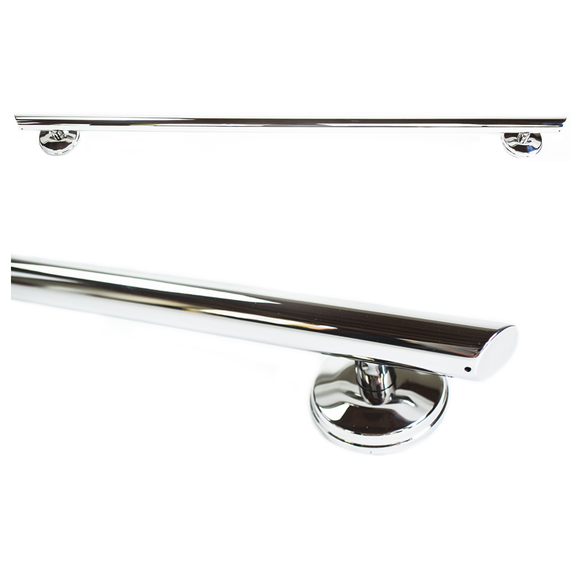 48 inch Straight Decorative Grab Bar w/ Grips, Angled End Grips / FREE Anchors