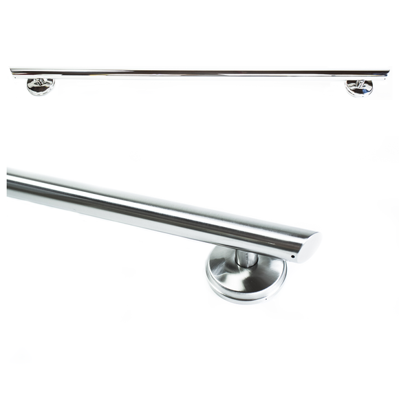 36 inch Straight Decorative Grab Bar with Angled Ends, Multiple Rubber Grips & FREE MOUNT DADDY Anchors (2)
